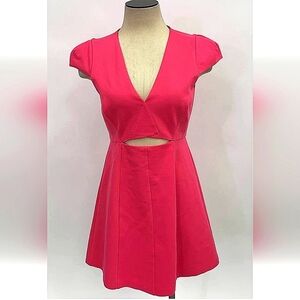 HALSTON HERITAGE VIBRANT PINK SIZE 4 CUT OUT DRESS MIDI